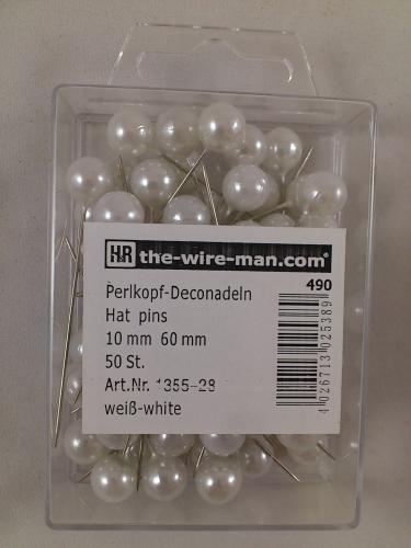 Colored pins 10 mm 50 p. white